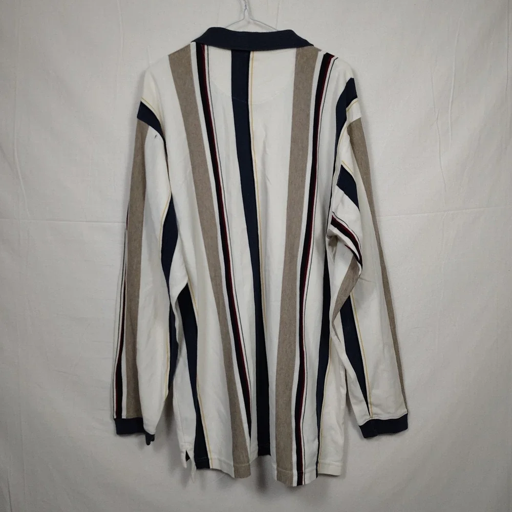 Vintage 90s Chaps Ralph Lauren Mens XL Distressed Striped Color Block Polo Shirt